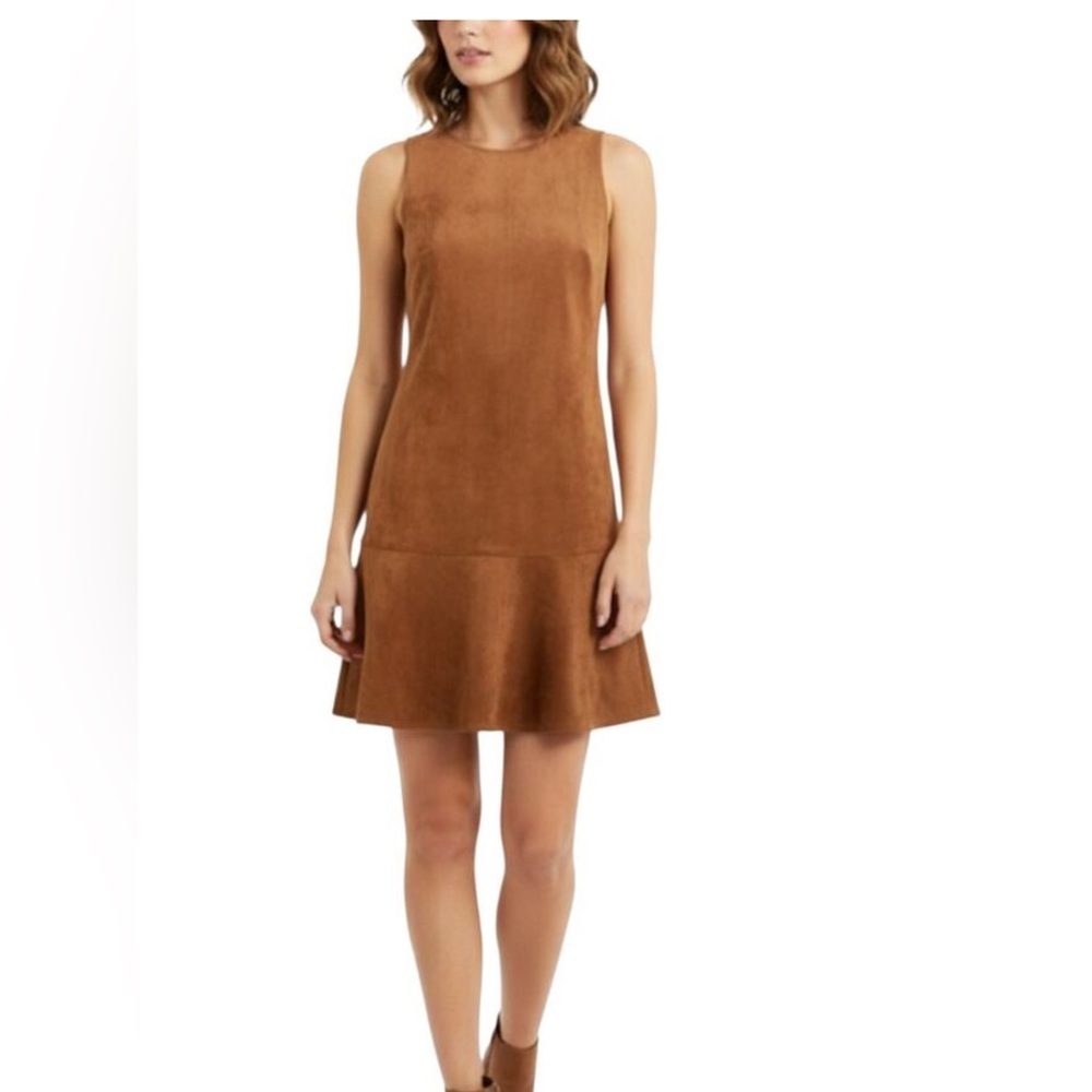 J. Crew Faux Suede Drop Waist Mini Dress Brown Sleeveless Western Size 4